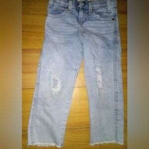 Signature by Levi Strauss & Co. Girls' Heritage Ankle Straight Blue Ripped Jeans